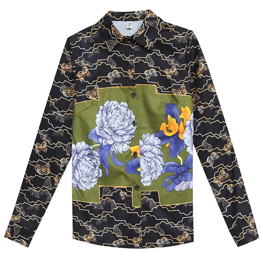 Женская винтажная рубашка с длинным рукавом Осенние Топы Для подиума Blusas Mujer De Moda