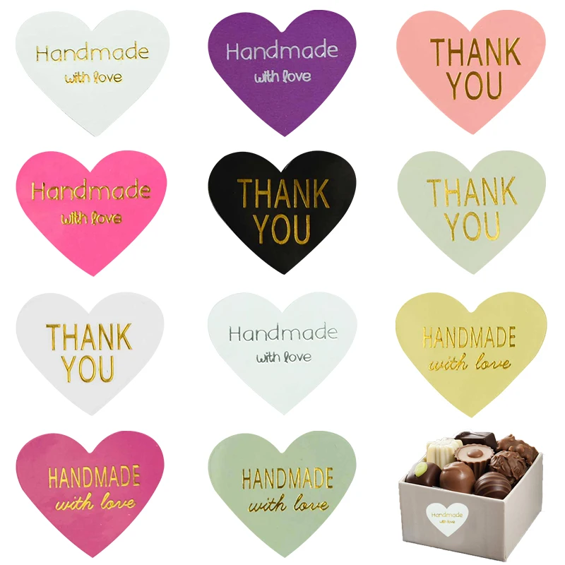 160 шт. золотые прозрачные наклейки в форме сердца с надписью Thank You|Наклейки| |