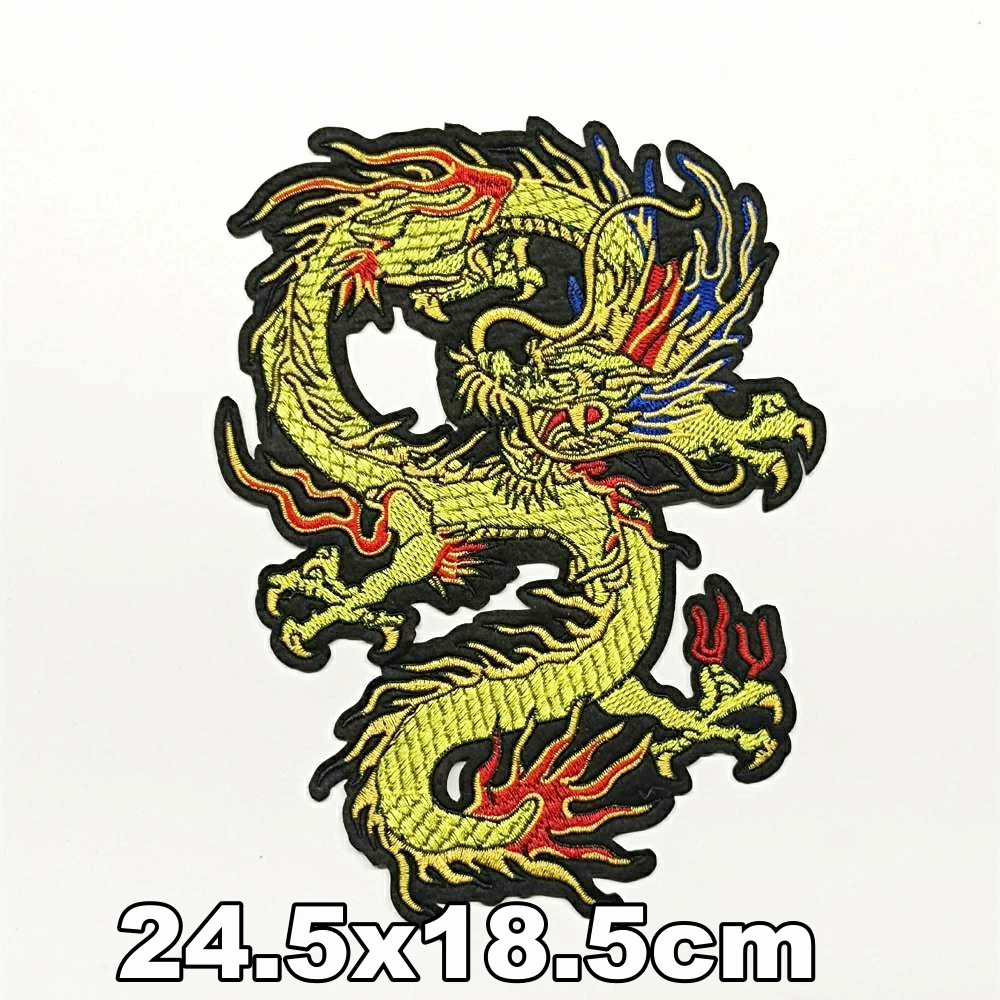 

Garment accessory large embroidery big china loong dinosaur animal cartoon patches for clothing PA-3162