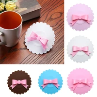 reusable silicone drinking cup lid bowknot anti dust bowl cover seals glass mugs cap heat resistant tea cup lids cup lid cap