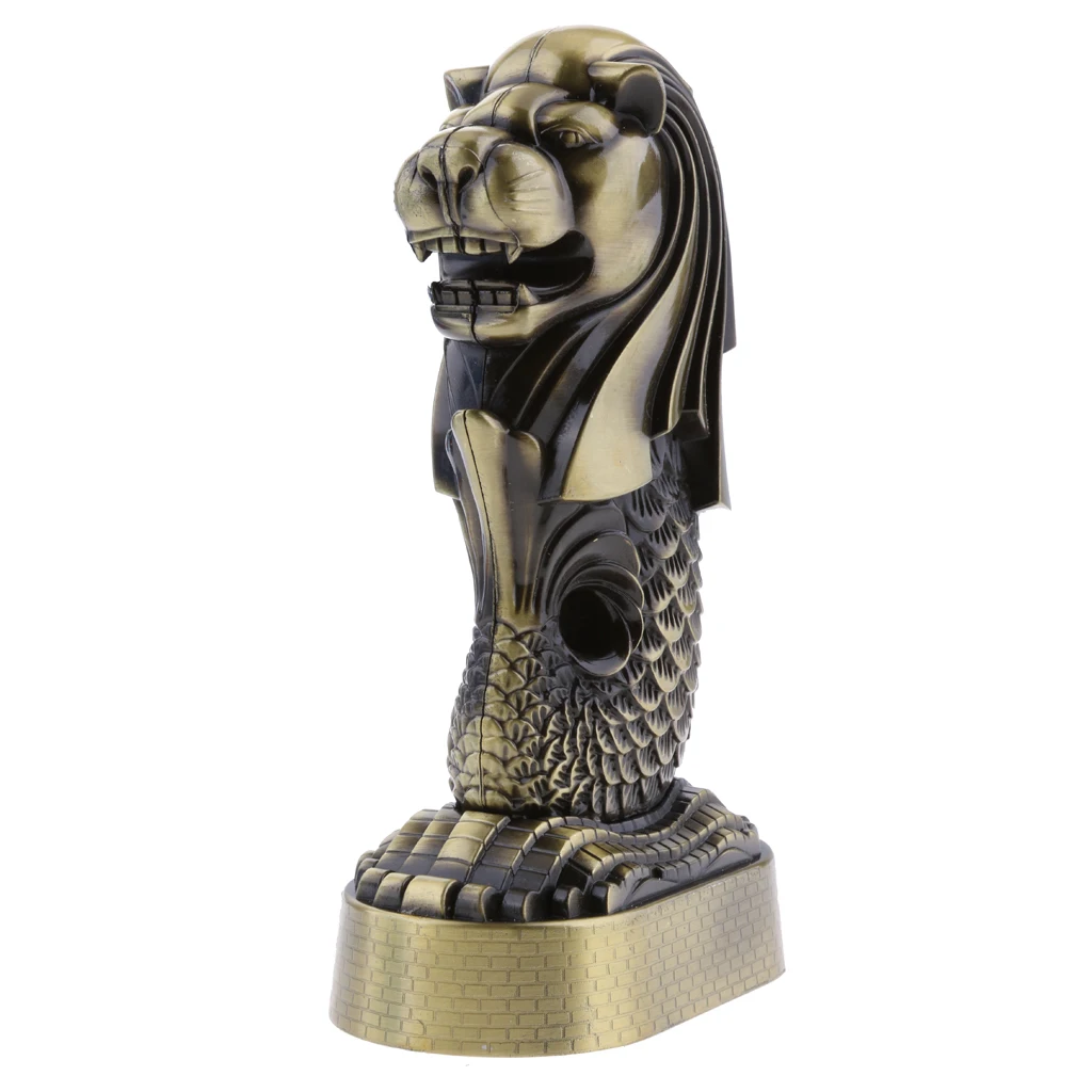 

Highly Detailed Bronze Merlion Building Architecture Statue Handicraft Souvenir Collectibles Home Ornament