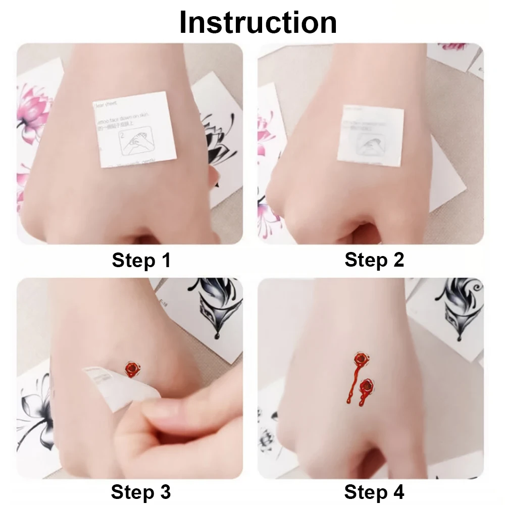 30 шт./компл. Хэллоуин татуировки реалистичные террор ран временные поддельные