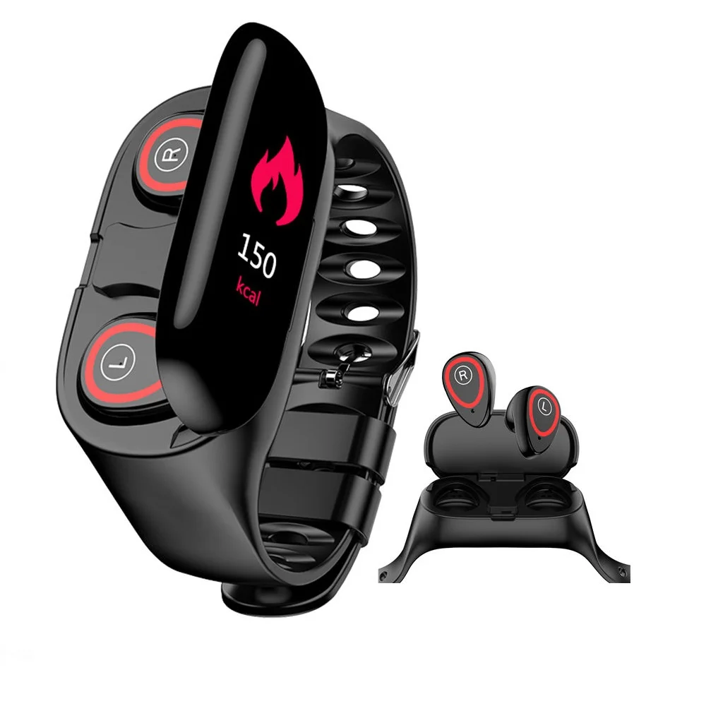 Спортивные Смарт часы M1 с Bluetooth наушники монитор сердечного ритма умный Браслет