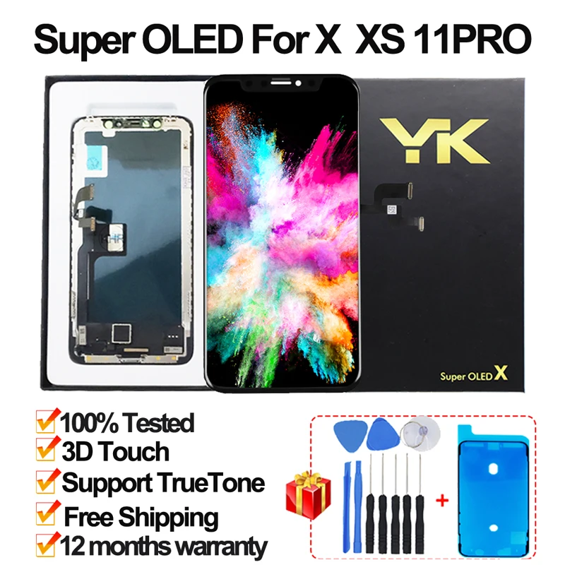 

HE YK Pantalla OLED Incell LCD Display For iPhone X 11 LCD Display Touch Screen Digitizer Assembly For iPhoneX 12 12Pro XSMax XR