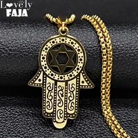 stainless steel jewish star of david bullet shape hexagram gold color statement necklace for men punk jewerly n1207s03