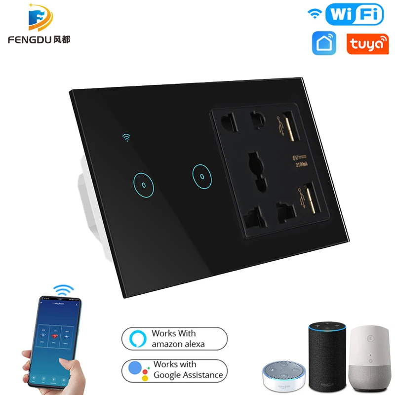 Tuya Smart Life умная розетка Wi Fi с 2 портами (стандарт универсальная электрическая 1 3Gang
