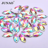 junao 715mm sewing crystal ab rhinestones horse eye strass stones applique sew on flatback resin gems for jewelry crafts