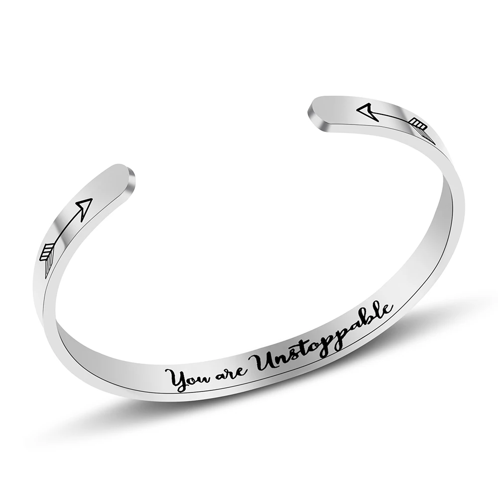 

Women Men Cuff Bangle Bracelets"you Are Unstoppable" Arrow Adjustable Bracelet Jewelry Accessories For Kids