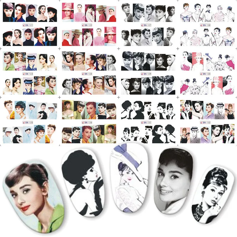 12 шт. красивые женские наклейки для ногтей полное покрытие переводная вода