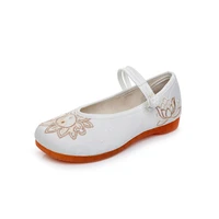 tai chi graphics round toe women cotton ballet flats chinese embroidered elegant ladies casual soft ankle buckle shoes ruonan