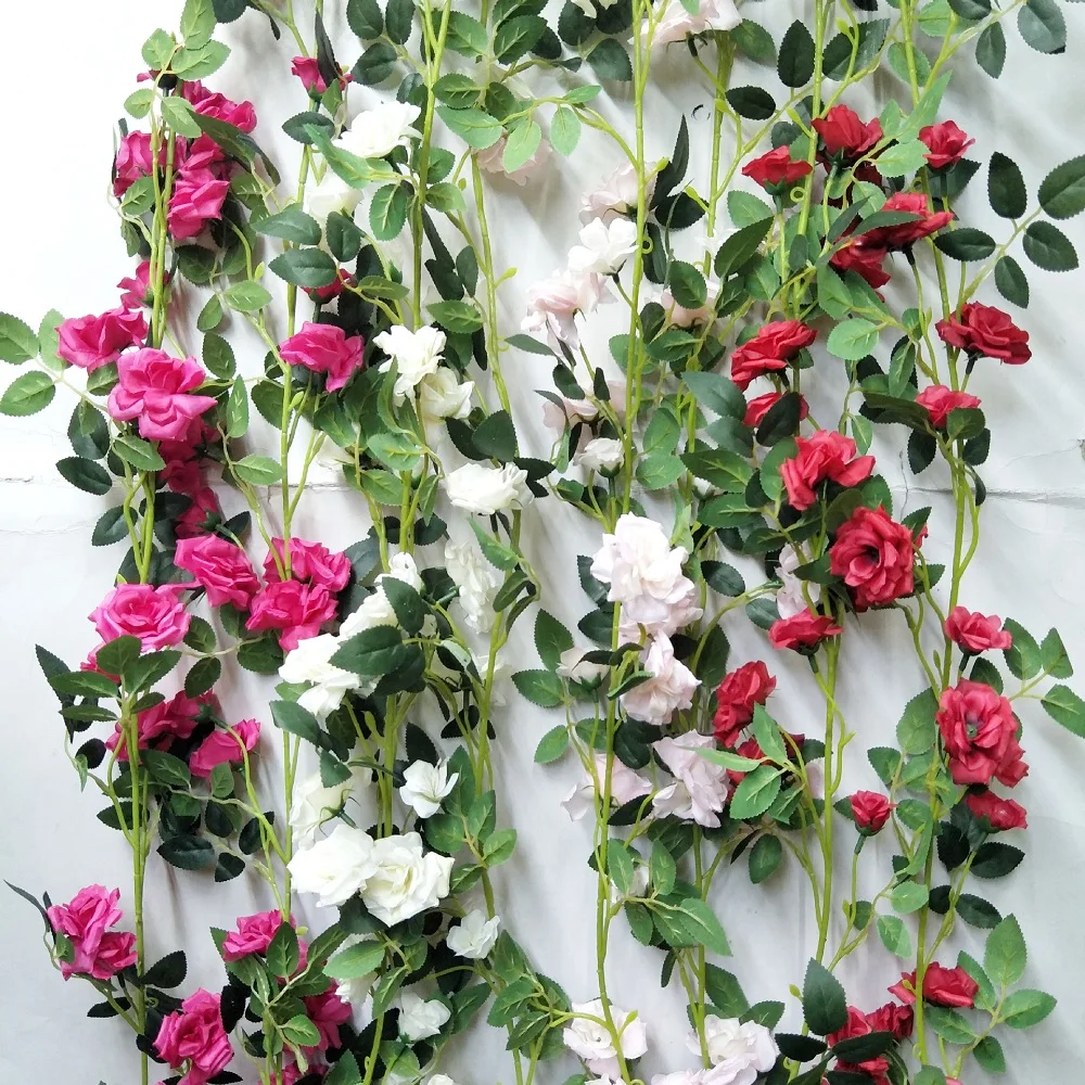 

2pcs 2Meter Artificial Rose Leaf Garland Ivy Vine Greenery For Wall Hanging Wedding Home Office Party Decoration