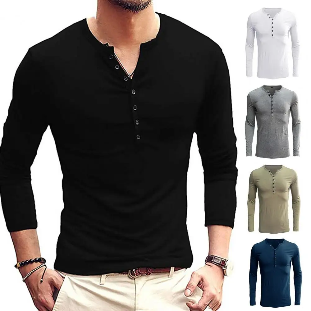 

Male Simple Close-fitting Crew Neck T-shirt Autumn Winter Men Shirt Long Sleeve for Travel