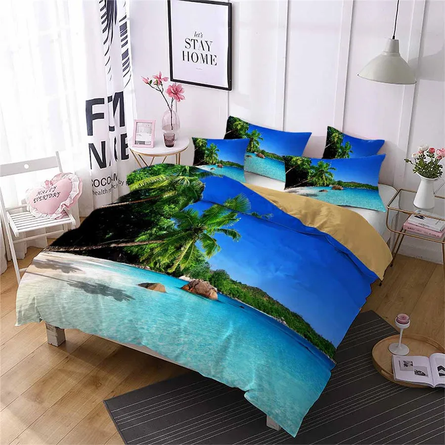HELENGILI 3D комплект постельного белья с пляжным морским принтом набор
