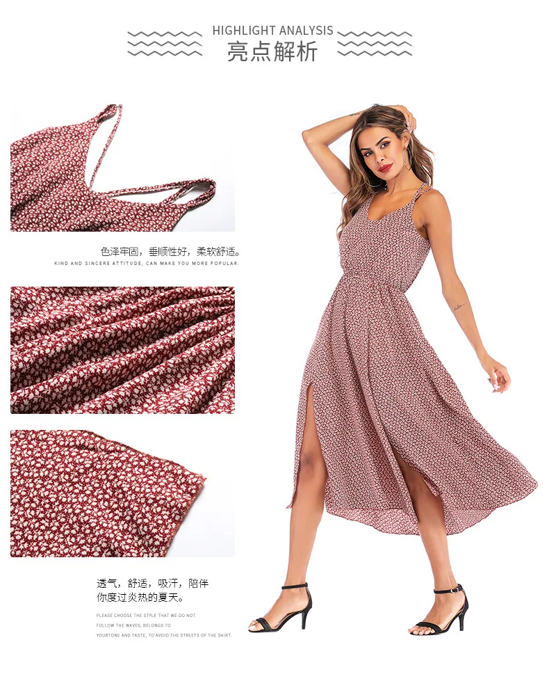 Новое Женское Повседневное платье с лямкой на шее принтом женские вечерние