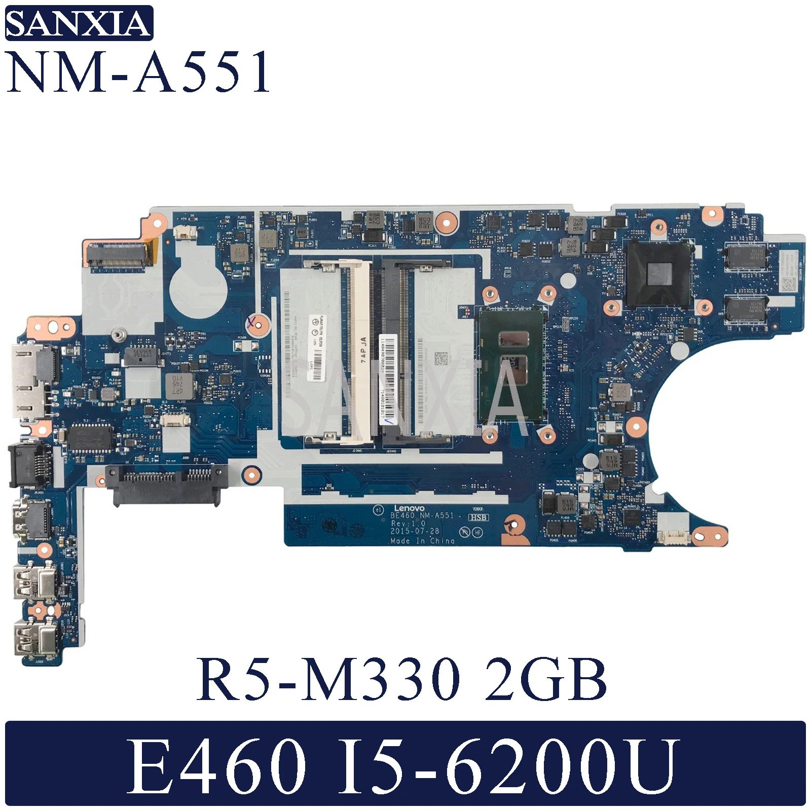 

KEFU NM-A551 Laptop motherboard for Lenovo Thinkpad E460 original mainboard I5-6200U R5-M330 2GB
