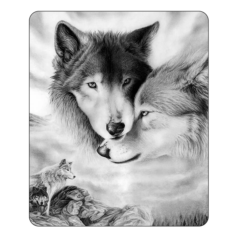 Thumbedding Couple Wolf 3D Flannel Blanket Animal White Black Throw Comfortable Material Soft Touching Bedspread | Дом и сад