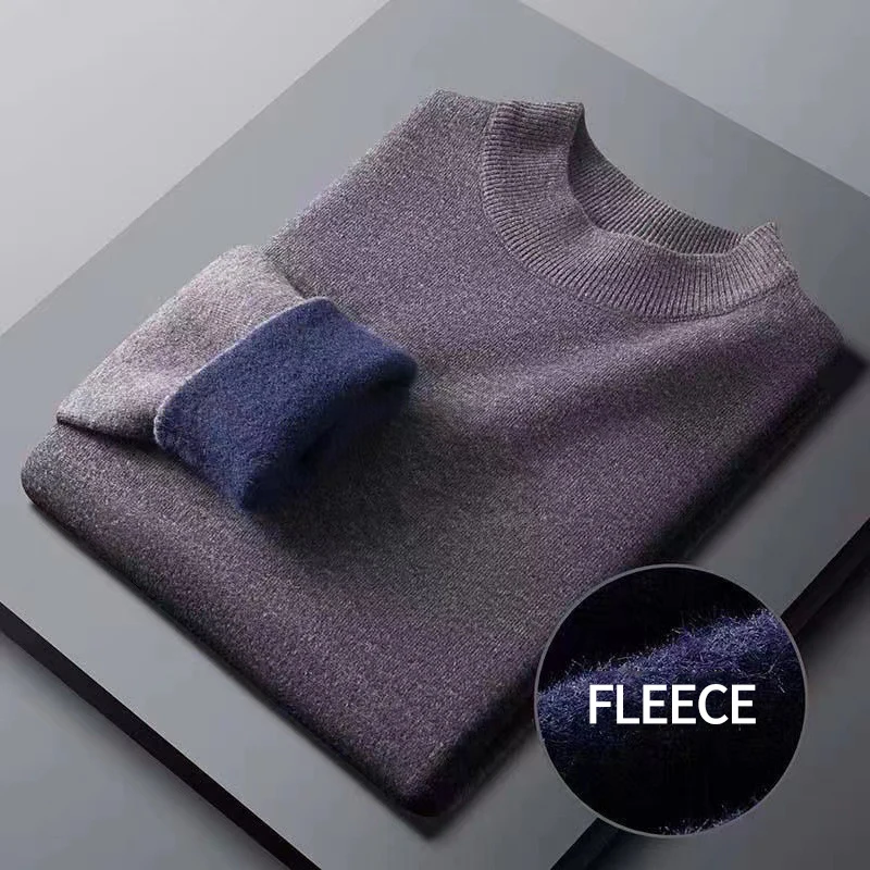 Мужской свитер с высоким воротом Черные классические флисовые повседневные