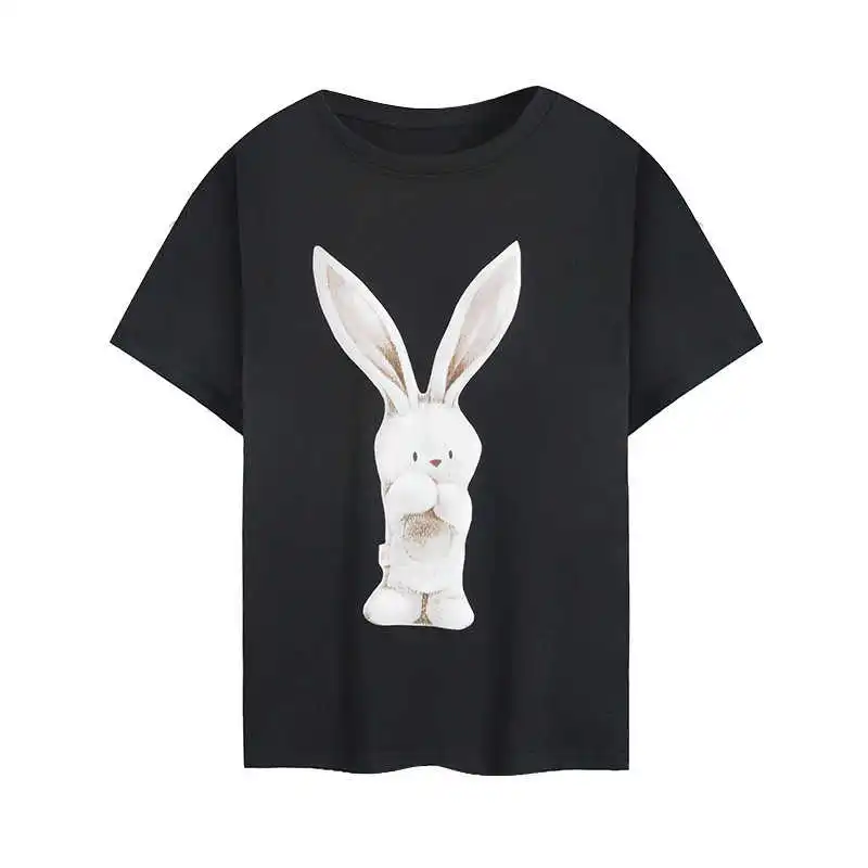 

New Summer Cotton Cartoon Short-sleeved T-shirt Female Students All-match Female Clothes Cute Rabbit Pattern