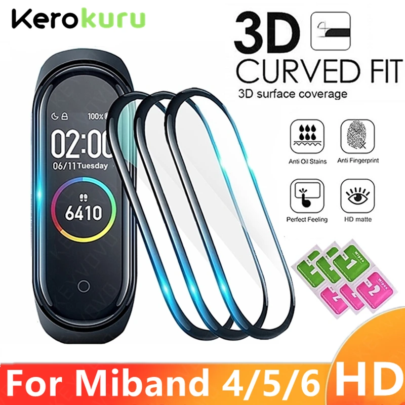 1/2/3/5 шт. 3D Защитное стекло для Xiaomi Mi Band 4 5 6 Защита экрана Miband чехол смарт часов