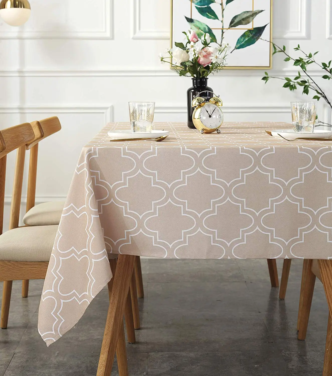 UFRIDAY Square Rectangle Round Table Cloth and Napkins Placemat Grey fabric Tablecloth Waterproof Home Hotel Dinning Table Cover