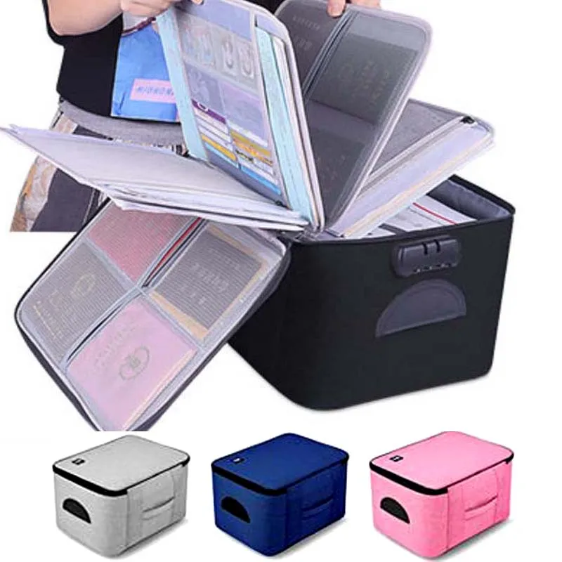 High Quality Large Capacity Document Storage Bag Box Waterproof Document Bag Organizer Papers Storage Pouch Travel File Bag