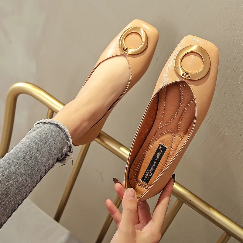 Балетки женские плоская подошва без застежки лоферы Мокасины брендовые кожаные