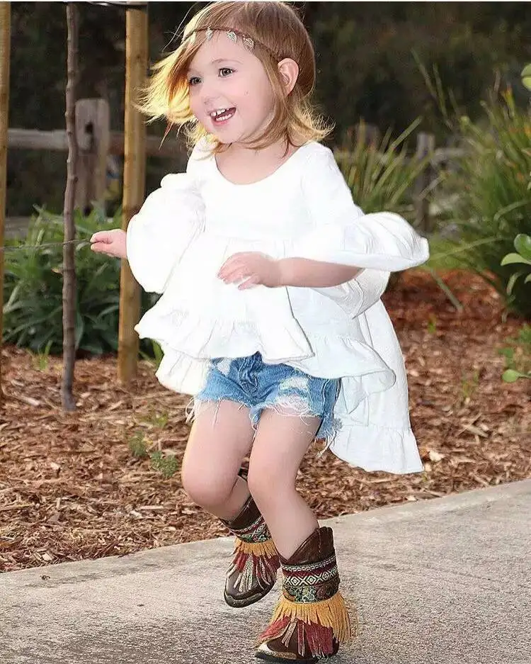 1pcs Kids Baby Girls pretty elegant Princess o-neck half flare sleeve White Outfits Dress Clothes AU | Детская одежда и обувь