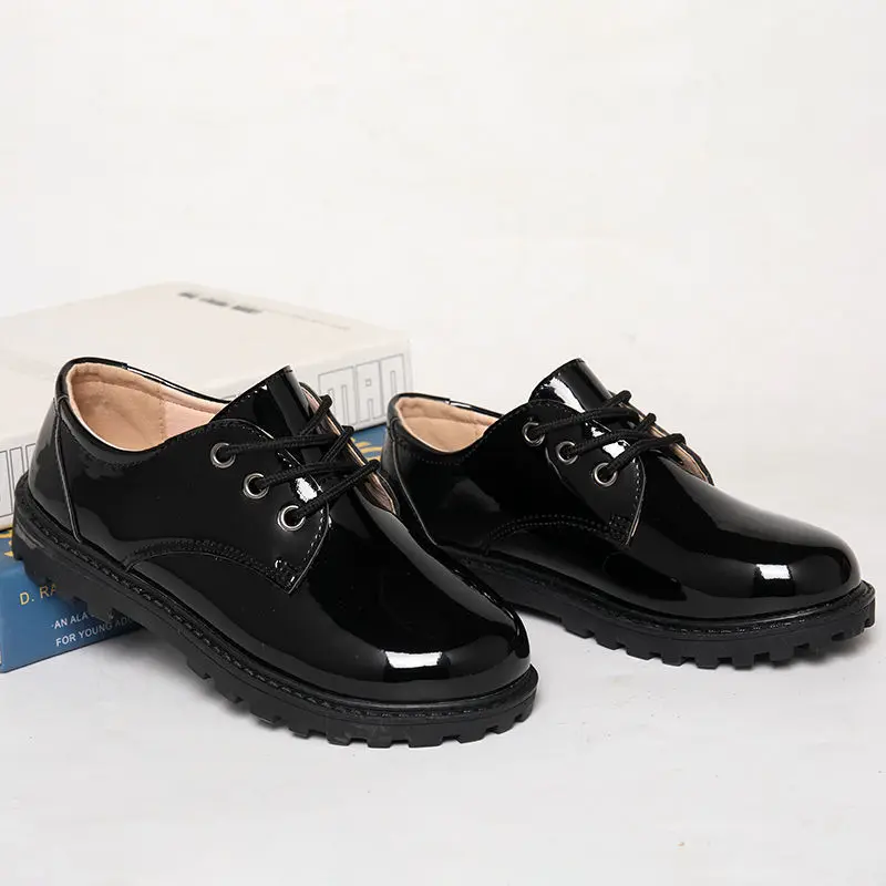 Обувь из искусственной кожи для мальчиков обувь на плоской подошве платье