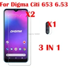 3-в-1 Камера закаленное Стекло на холсте для Digma CITI 653 6,53 