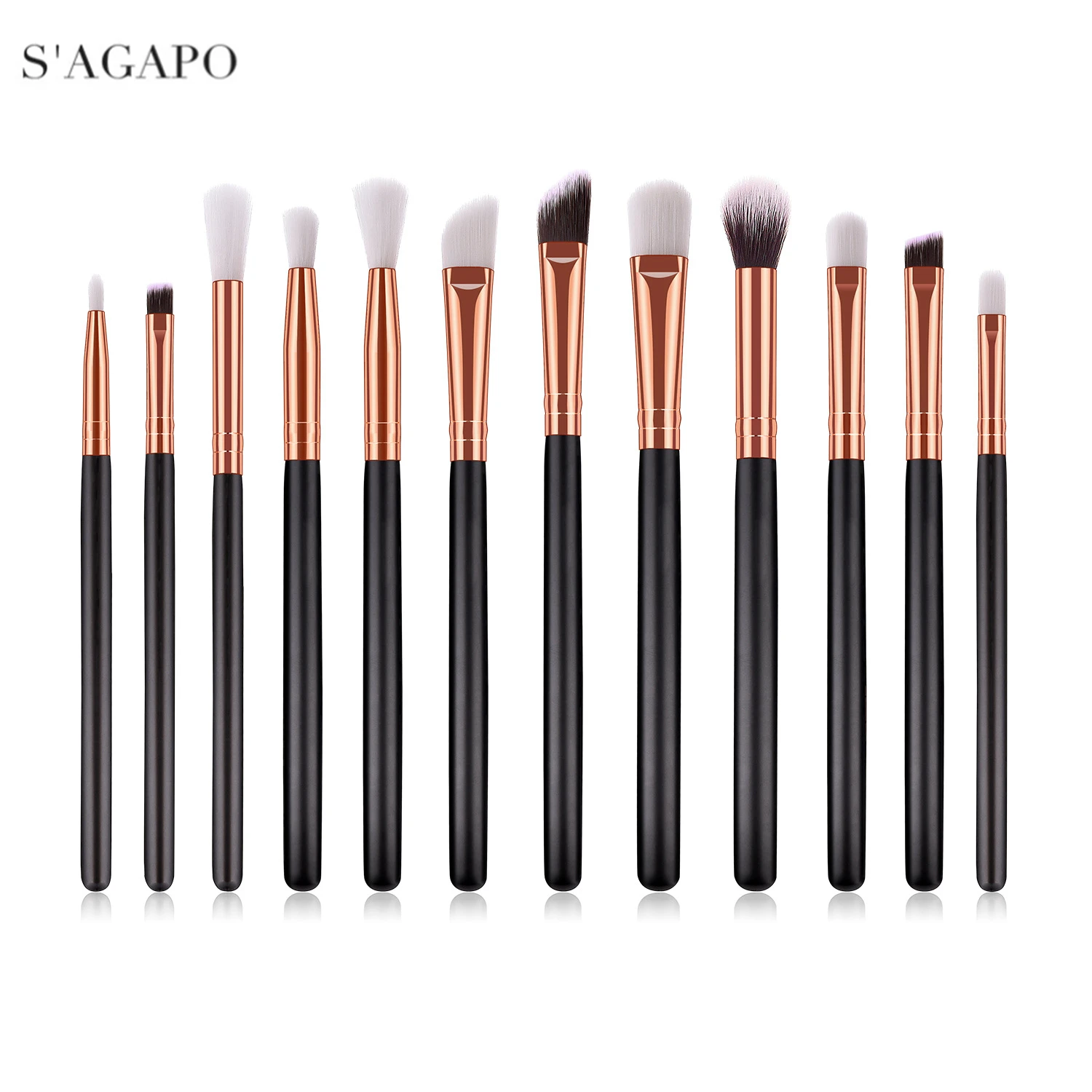 

S'AGAPO 12pcs Eye Makeup brushes set Foundation Powder Contour Eyeshadow Blush Loose Powder Professional soft Brushes Set tools