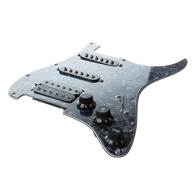 Электрогитара Pickguard пикапы загружен предпроводной 11 Отверстие SSH черный жемчуг |