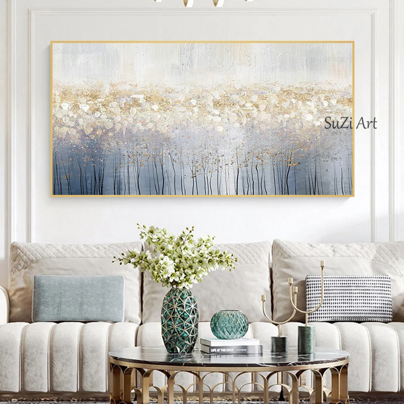 

Large Abstract Paintings Golden Oil Painting On Canvas Handpainted Wall Art Pictures for Living Room Bedroom Decorative Textured
