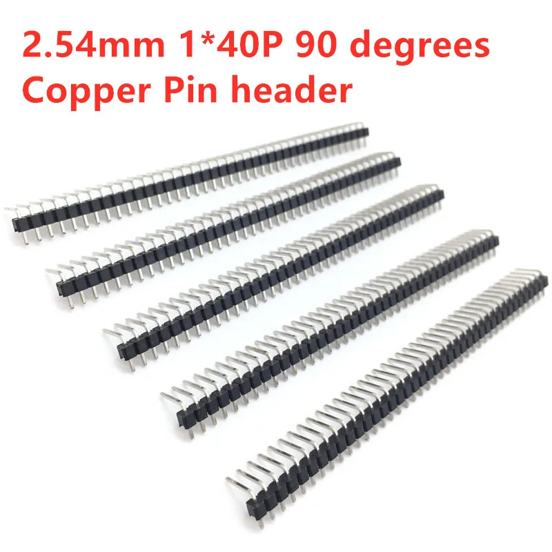 10pcs 1x 40 Pin 2.54 mm Right Angle Single Row Pin Header Male 90 degrees Needle Connector