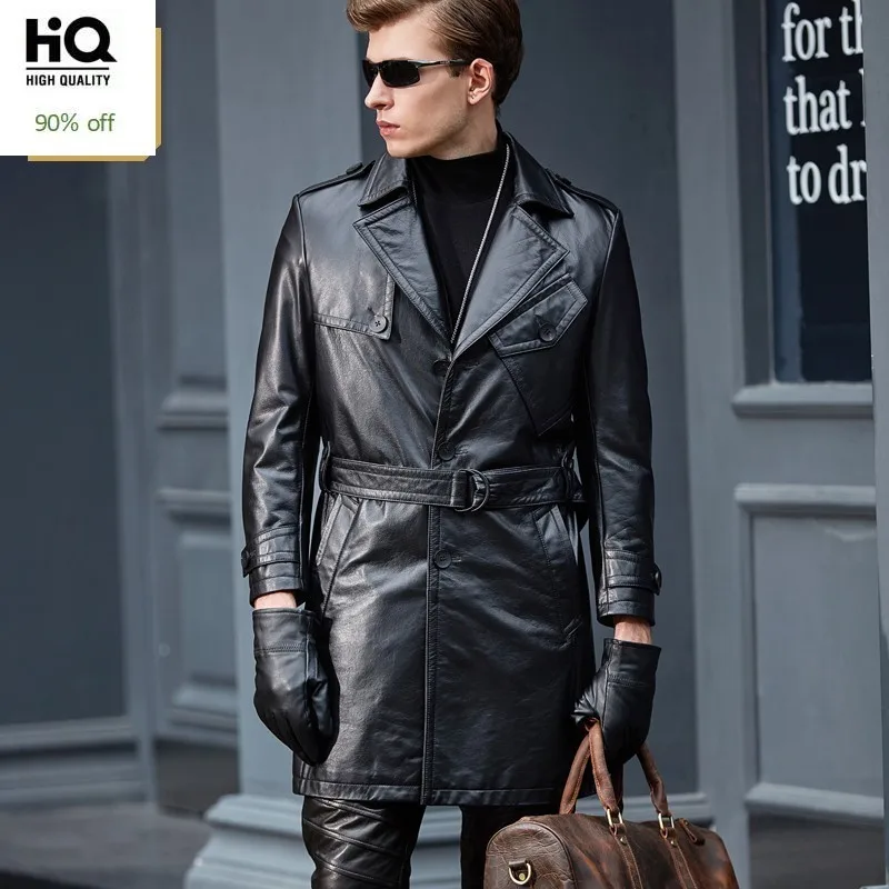 Новинка 2020 модные мужские куртки из коровьей кожи ветровка черный пояс ремень