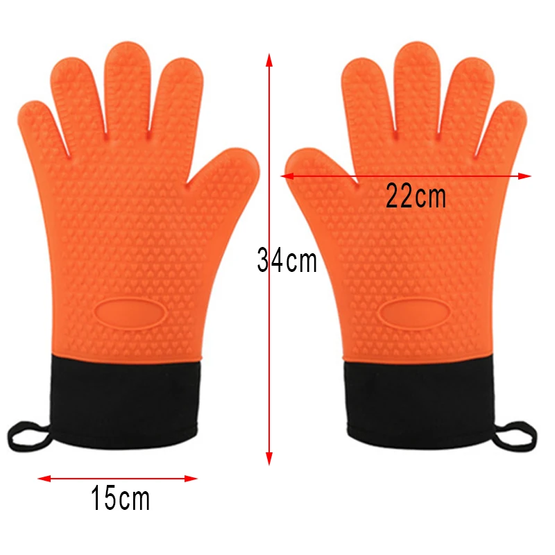 

2PCS Silicone Heat-Resistant Gloves Set Kitchen Cooking Barbecue Gants Silicone Microwave Mittens Grill Oven Anti-Scalding Mitts