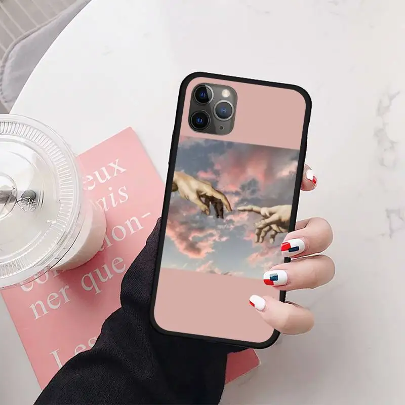 

Funny Hand The Creation of Adam Phone Case for iPhone 11 12 mini pro XS MAX 8 7 6 6S Plus X 5S SE 2020 XR