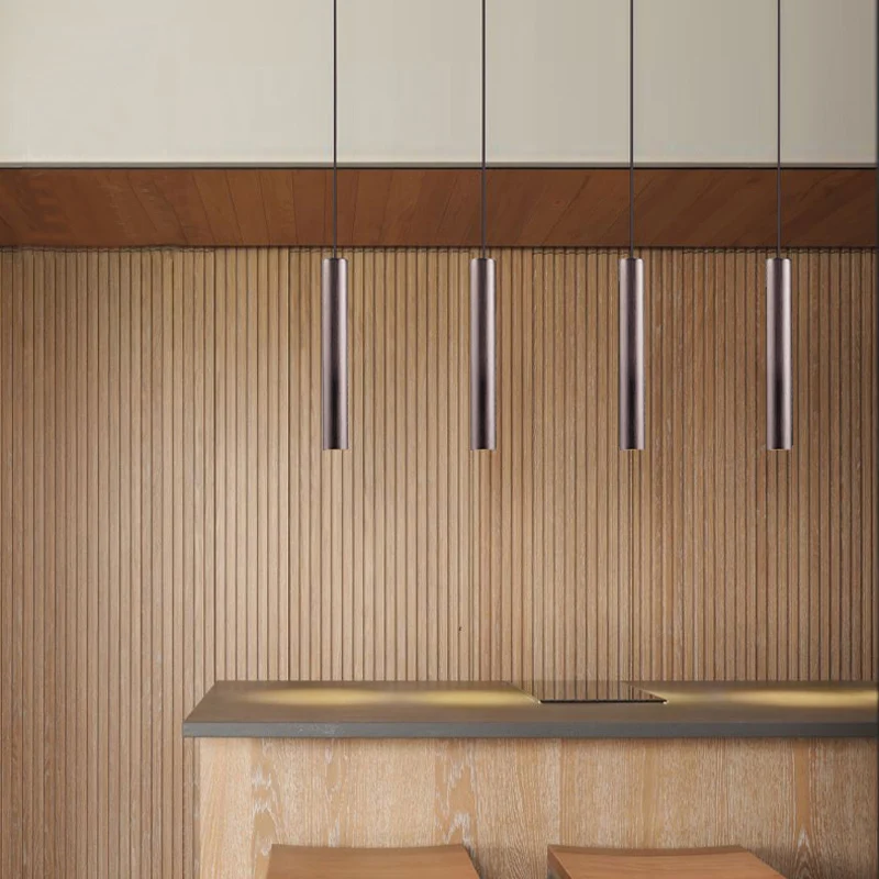 

Nordic Long Tube Pendant Lights Hanging Kitchen Light White Black Golden Length Adjustable Home Dining Room Lighting Lights