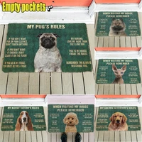 pugs rules doormat decor print animal dog floor door mat non slip 3d soft flannel custom carpet for hallway bedroom