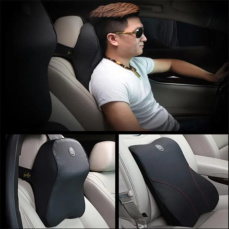 

Car Neck Pillow+Lumbar Pillow Waist Support Memory Foam Cotton Seat Support Headrest Neck Pillow Car Interior Accessories