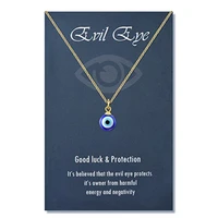 trendy demon eye necklace european and american golden chain turkey blue eye round drop shape necklace for women