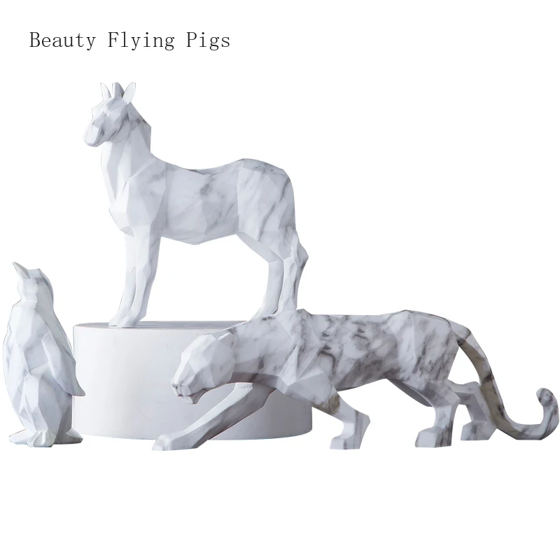 

Simple Water Transfer Resin Animal Decoration Living Room Desktop Wine Cabinet Decoration Creative Resin Marble Decoration