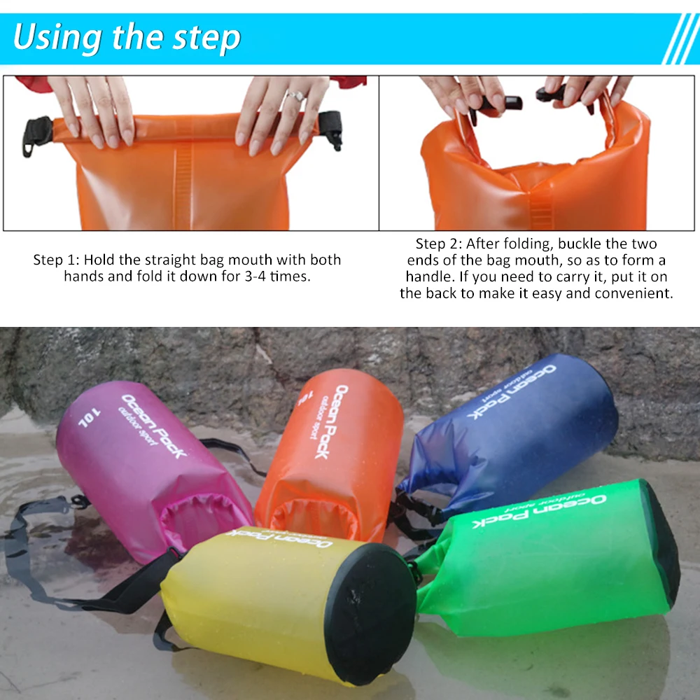 

2/10/15L Outdoor Camouflage Waterproof Portable Rafting Diving Dry Bag Sack PVC Swimming Bags for River Trekking Outdoor Sports