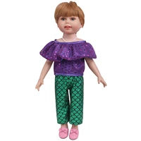18 inch american doll girls clothes purple sequin top green pant newborn baby toys accessories fit 40 43 cm boy dolls c772
