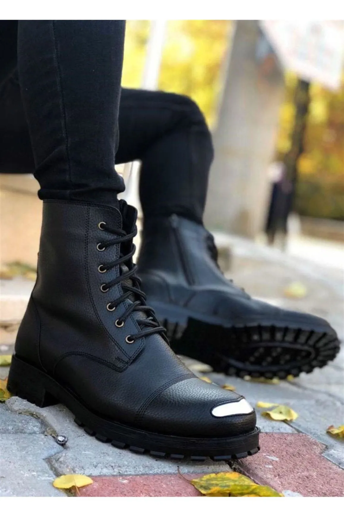 

Sultan S0092 Black Leather Army Combat Lace Ankle Boots Basic Outdoor Footwear Casual Classic Winter Trekking Shoes for Men 2021