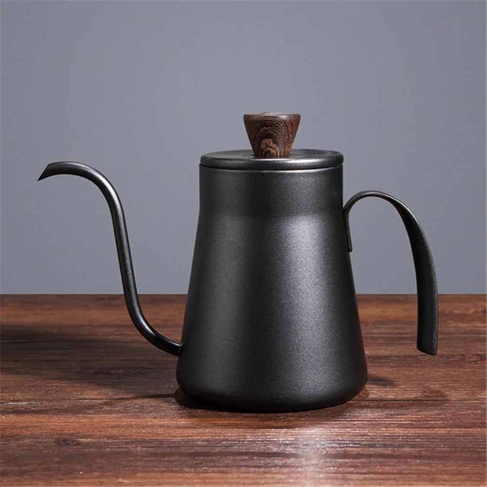 

400ml Long Narrow Spout Drip Kettle Non-Stick Food Grade Stainless Steel Thin Mouth Long Neck Coffee Tea Pot With Lid Coffeeware