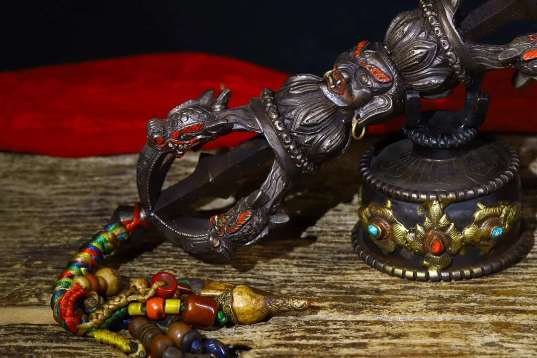 14-дюймовая коллекция тибетских храмов старые трусики окрашенные голова Махакалы