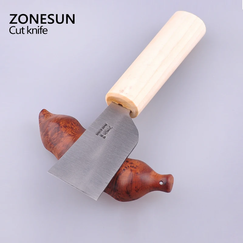 ZONESUN One 1pc DIY Stainless Steel Leather Cutting Knife Craft Tool With Wooden Cutter Hot Sale | Инструменты