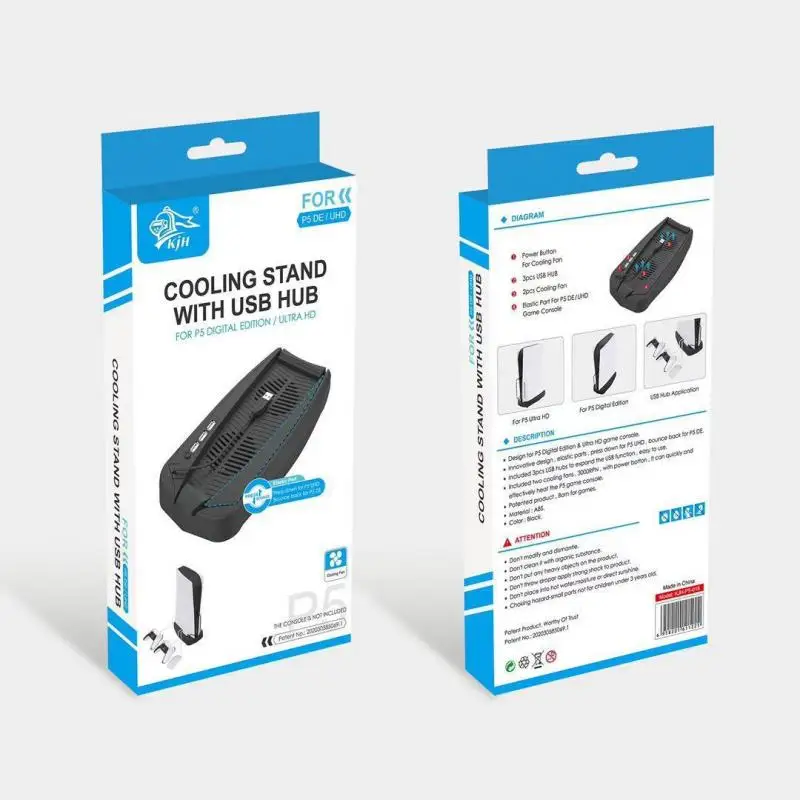 

For PS5 Vertical Stand Cooling Fan Dual Controller Charger Console with 3 Hub Port Charging Station Fan Cooler for PS5 Gamepad