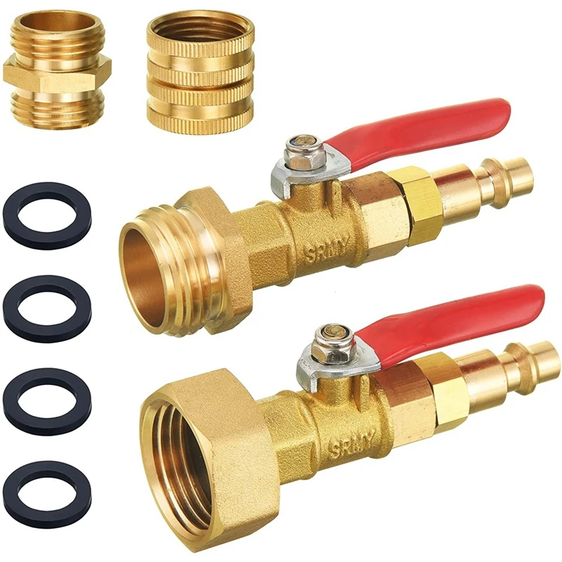 

Blowout Adapter Kit with 1/4 inch Quick Connect Plug and 3/4 inch Garden Water Hose Threading, 2PCS Adapter with Ball