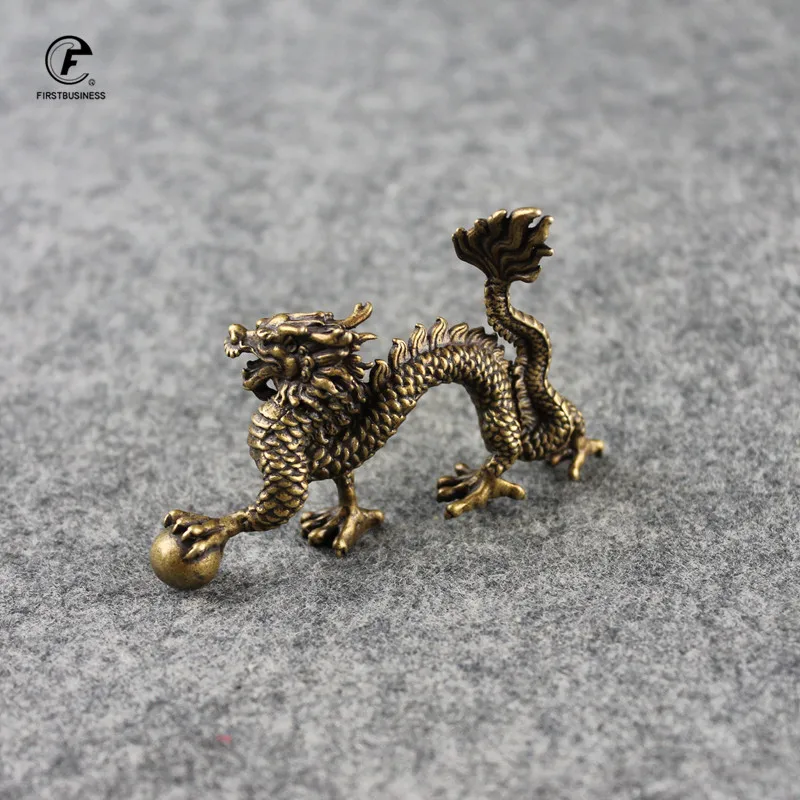 Винтажная медная фигурка зодиака дракон миниатюрное украшение для офиса и